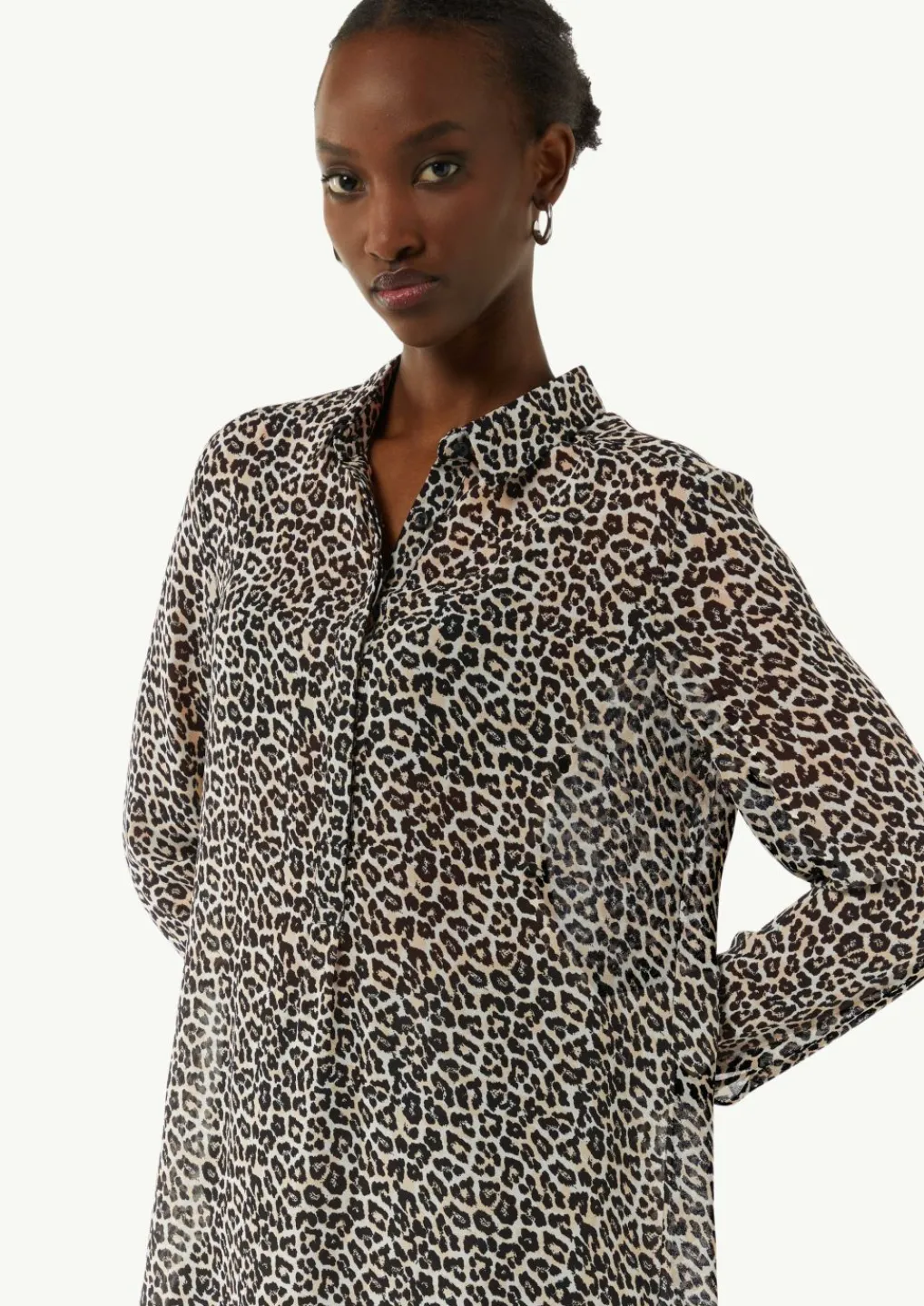 Longbluse aus Chiffon mit Leo-Print-Comma Clearance