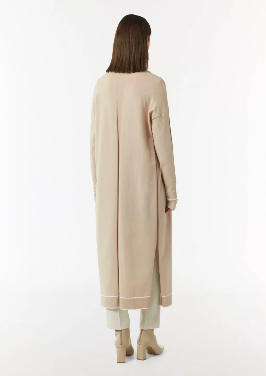 Long-Cardigan mit Kontrastdetails und seitlichen Schlitzen-Comma Online