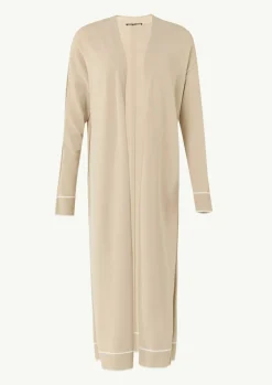 Long-Cardigan mit Kontrastdetails und seitlichen Schlitzen-Comma Online
