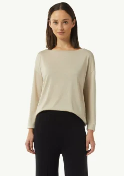 Longsleeve aus Strickjersey mit U-Boot-Ausschnitt-Comma New