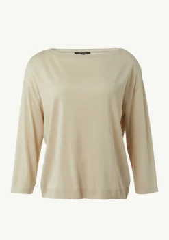 Longsleeve aus Strickjersey mit U-Boot-Ausschnitt-Comma New