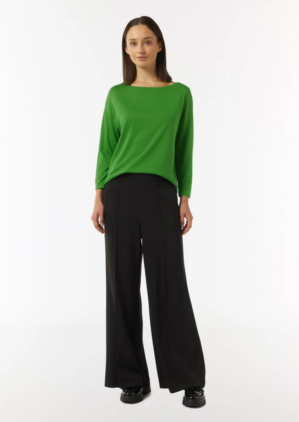 Longsleeve aus Strickjersey mit U-Boot-Ausschnitt-Comma Hot