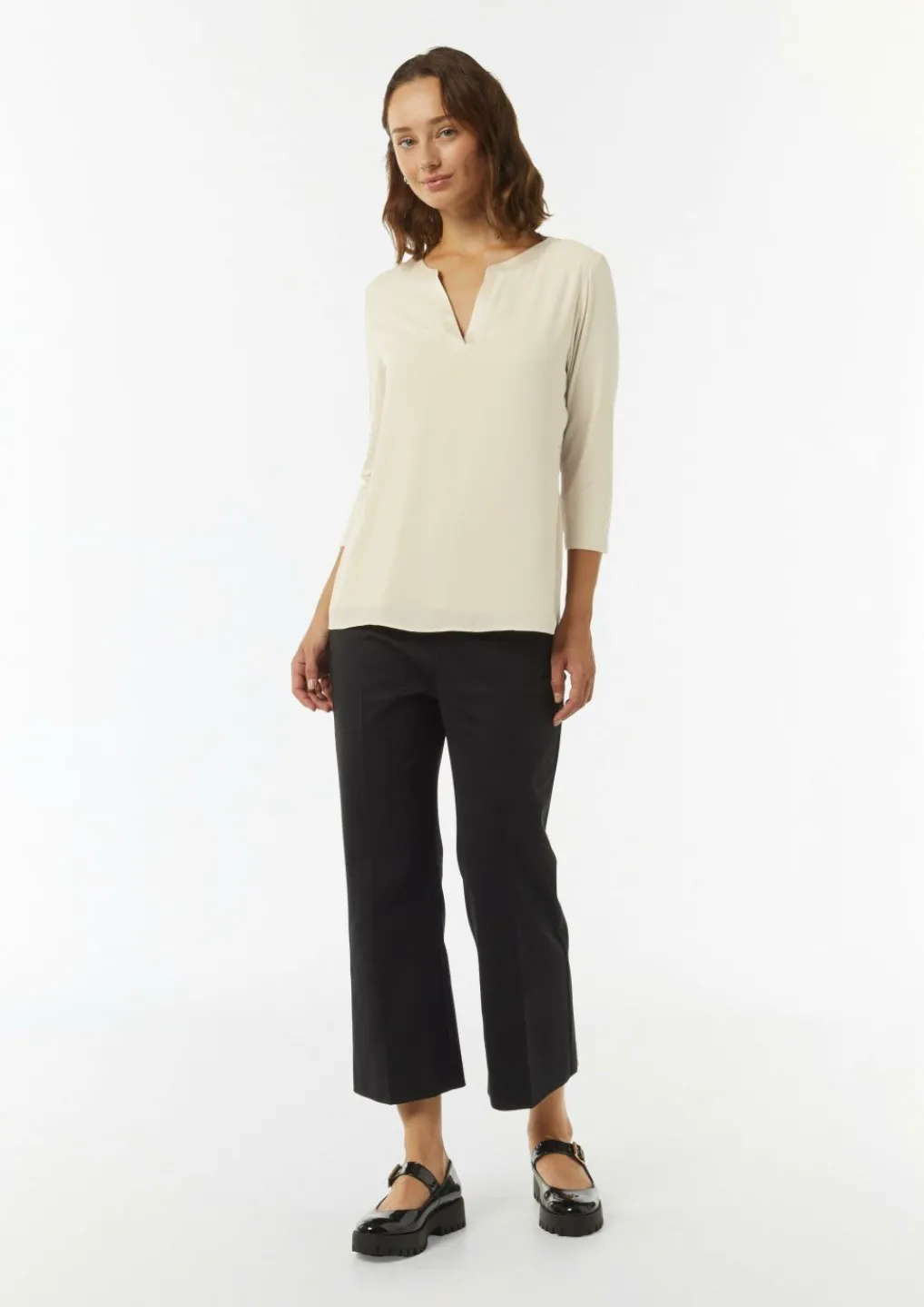 Longsleeve im Fabricmix mit Tunika-Ausschnitt-Comma Discount