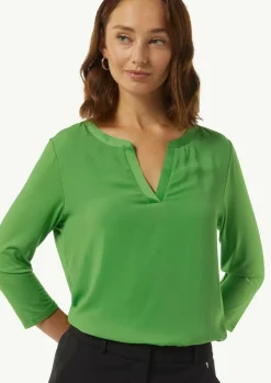 Longsleeve mit Tunika-Ausschnitt und Satinblende-Comma Outlet