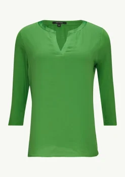 Longsleeve mit Tunika-Ausschnitt und Satinblende-Comma Outlet