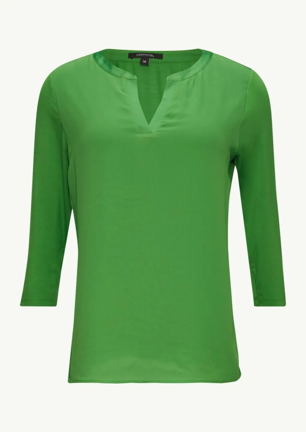 Longsleeve mit Tunika-Ausschnitt und Satinblende-Comma Outlet
