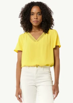 Loose-Fit-Shirt aus Crêpe mit Spitzen-Detail-Comma Sale