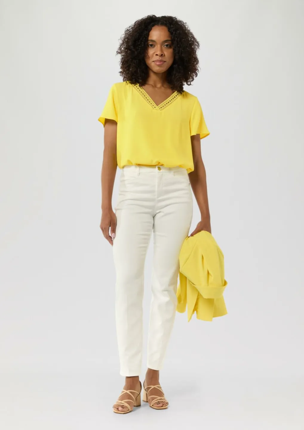 Loose-Fit-Shirt aus Crêpe mit Spitzen-Detail-Comma Sale