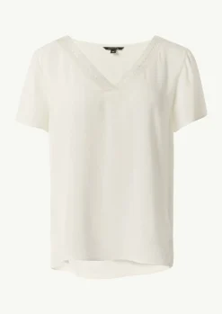 Loose-Fit-Shirt aus Crêpe mit Spitzen-Detail-Comma New