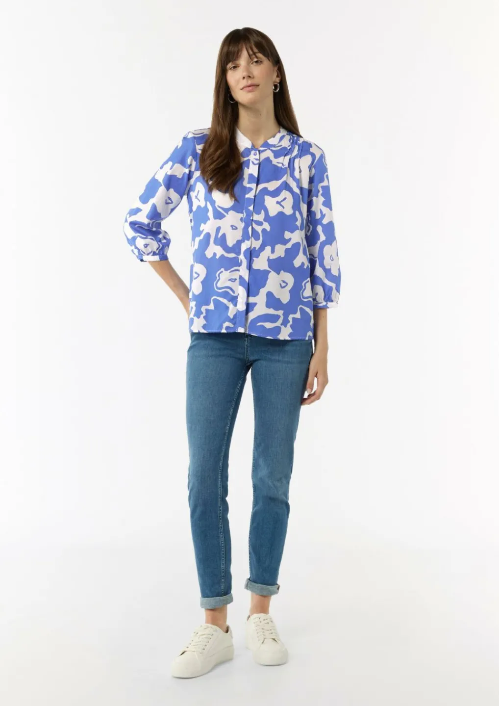Lyocellbluse mit Faltendetail und 3/4-Ärmeln-Comma Fashion