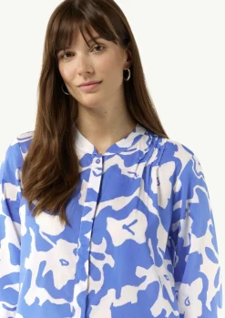 Lyocellbluse mit Faltendetail und 3/4-Ärmeln-Comma Fashion