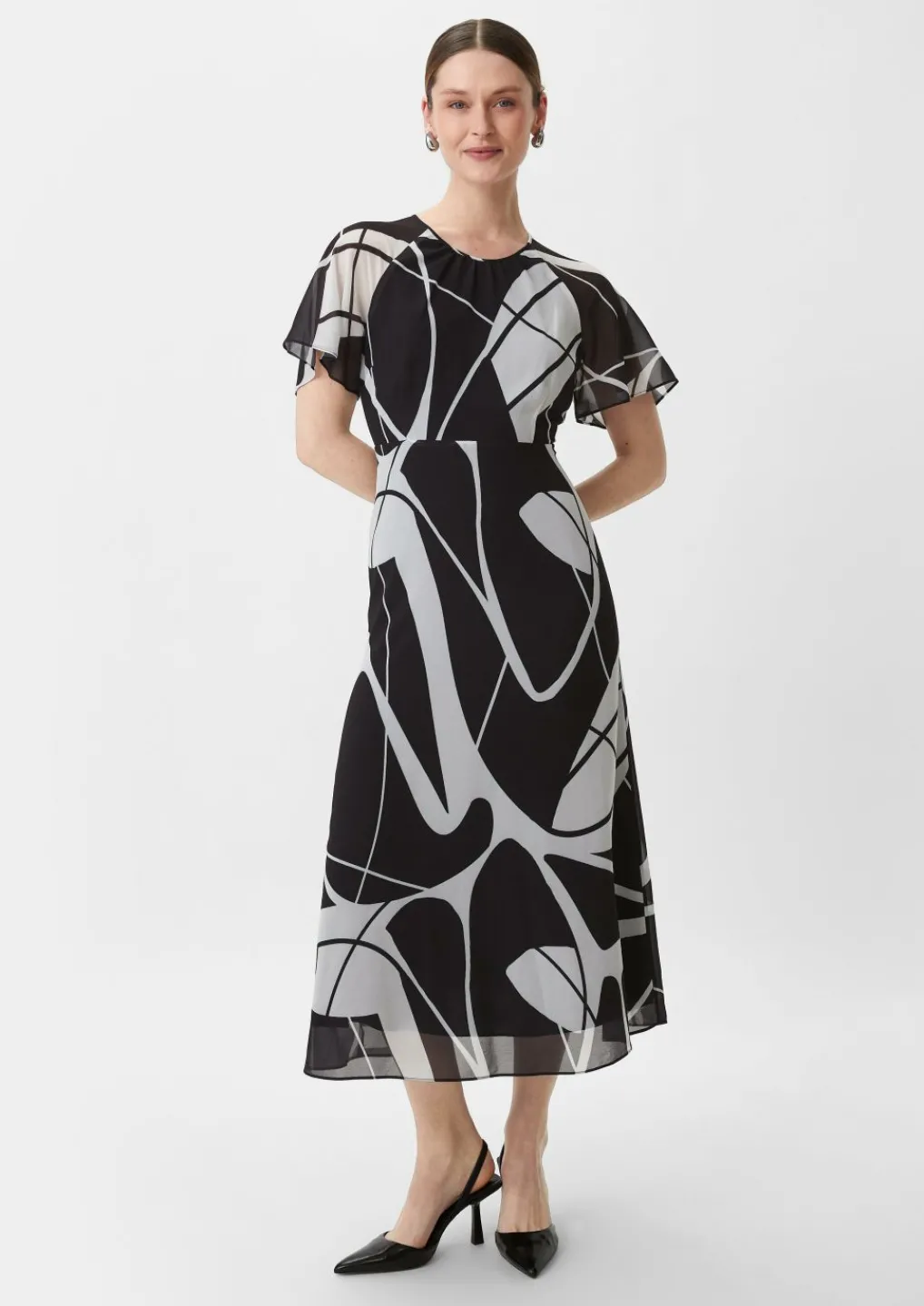 Maxi-Kleid aus Chiffon-Comma New