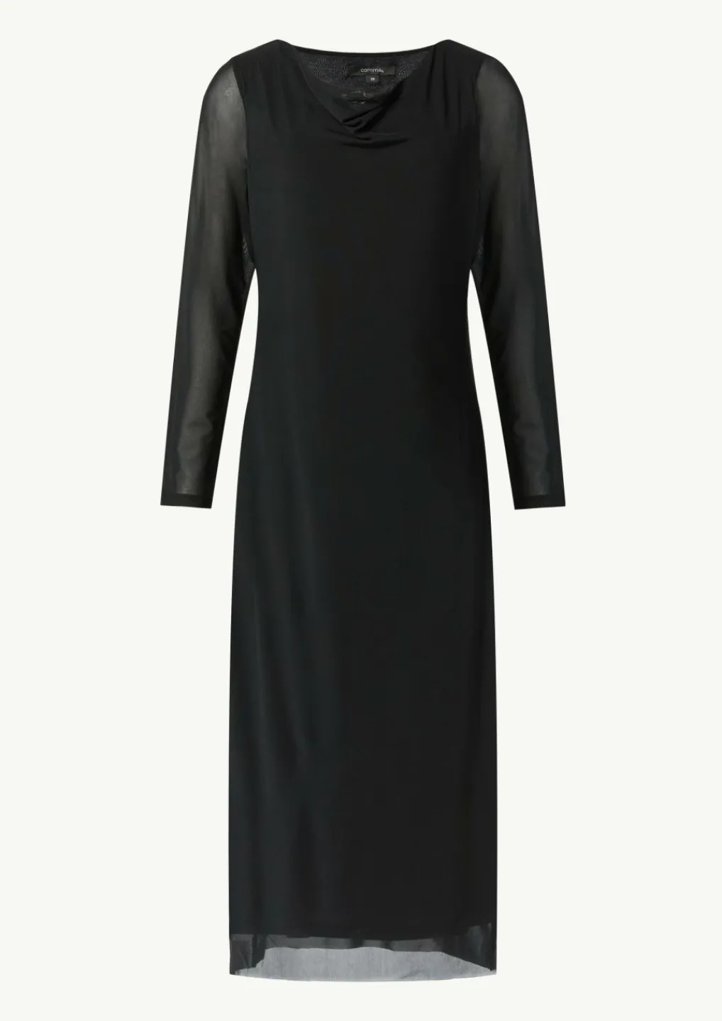 Mesh-Kleid im Slim Fit mit Wasserfall-Ausschnitt-Comma New