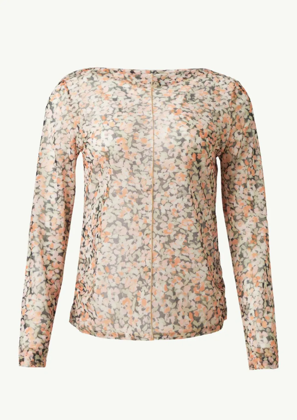 Mesh-Langarmshirt mit floraler Musterung-Comma New
