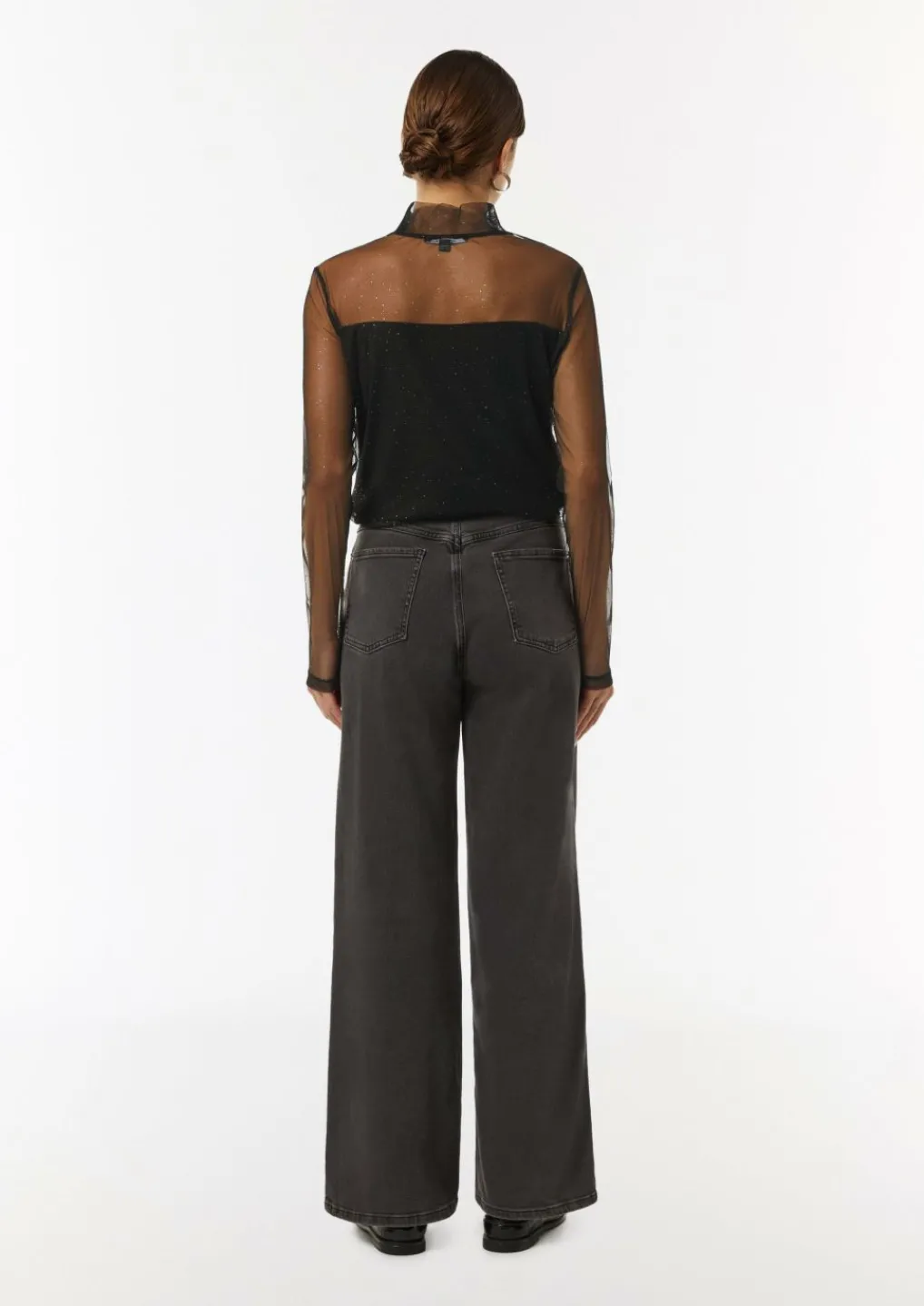 Mesh-Longsleeve mit Glitzer-Details-Comma Best