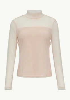 Mesh-Longsleeve mit Glitzer-Details-Comma Hot