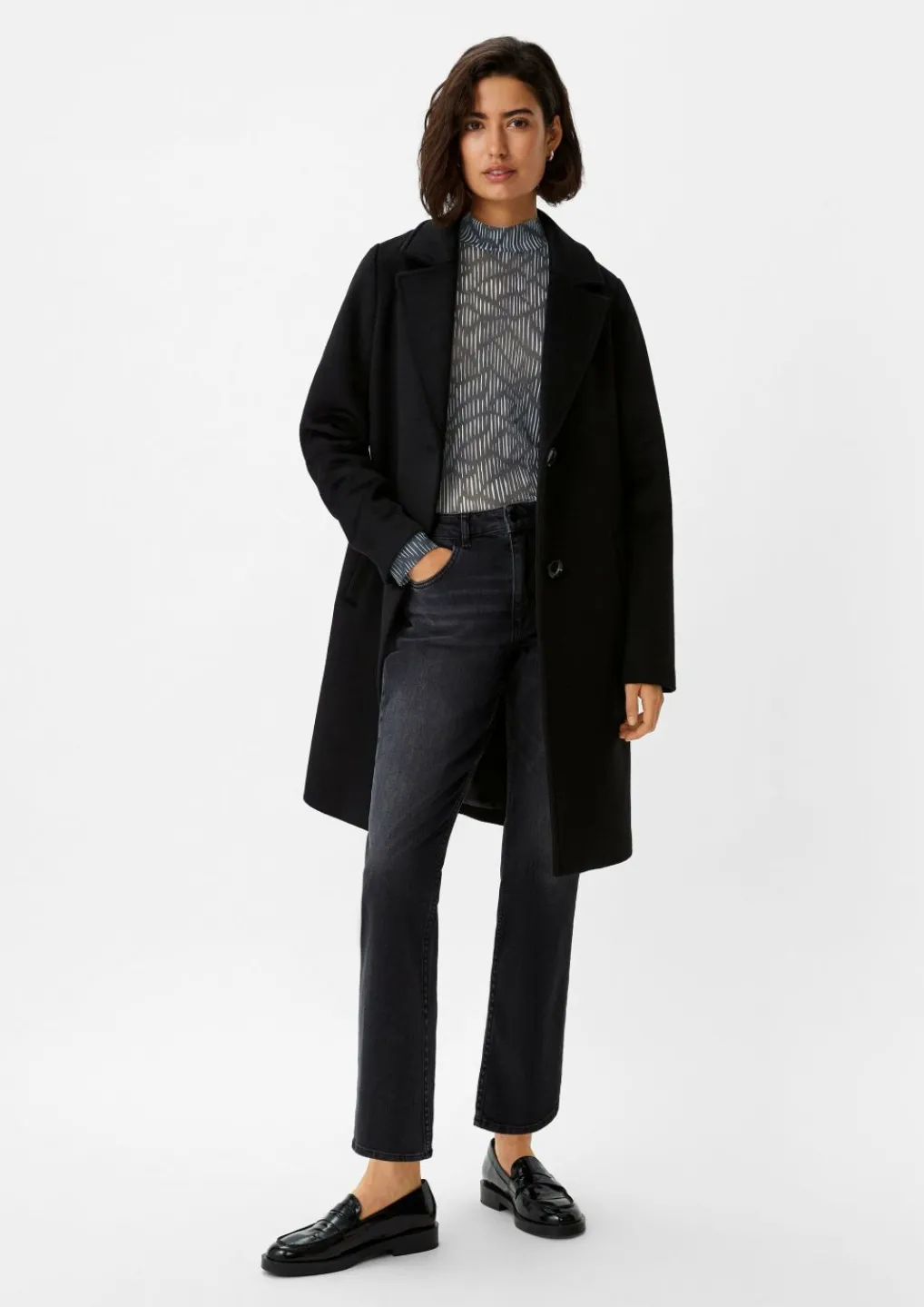 Mesh-Longsleeve mit Stehkragen-Comma Online