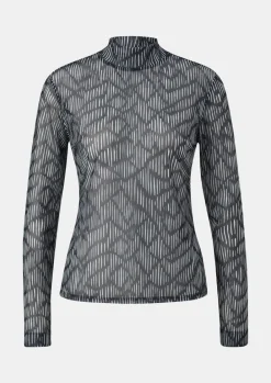 Mesh-Longsleeve mit Stehkragen-Comma Online
