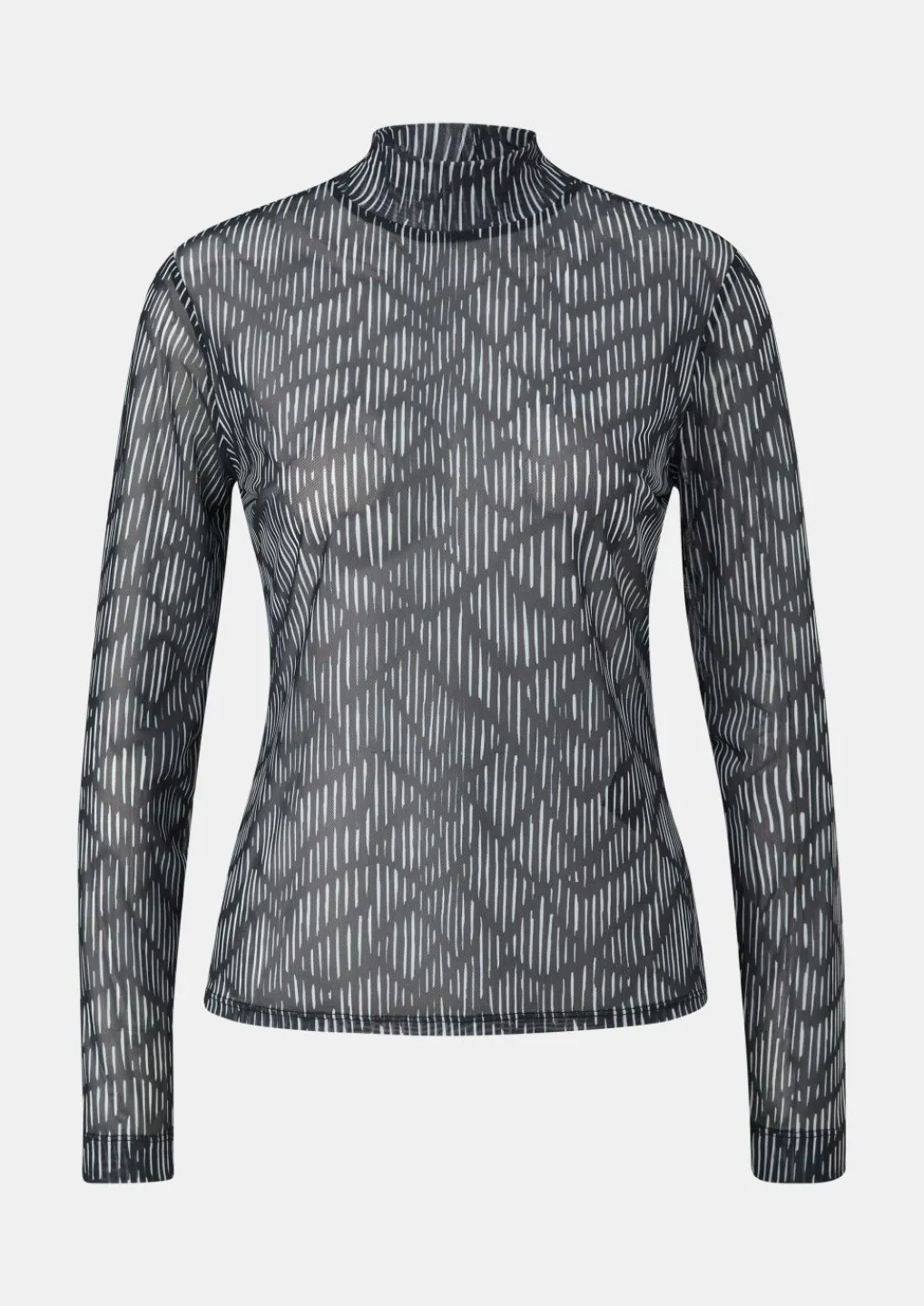 Mesh-Longsleeve mit Stehkragen-Comma Online