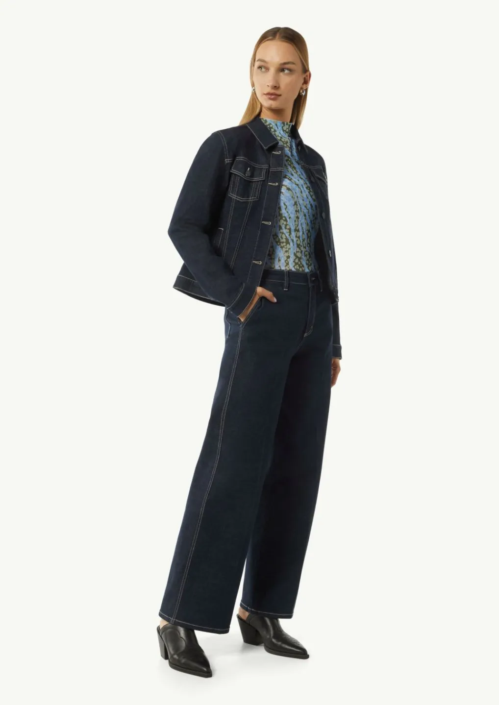 Mesh-Shirt mit Stehkragen-Comma Fashion