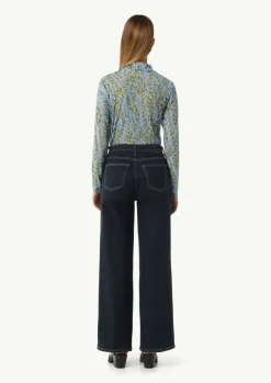 Mesh-Shirt mit Stehkragen-Comma Fashion