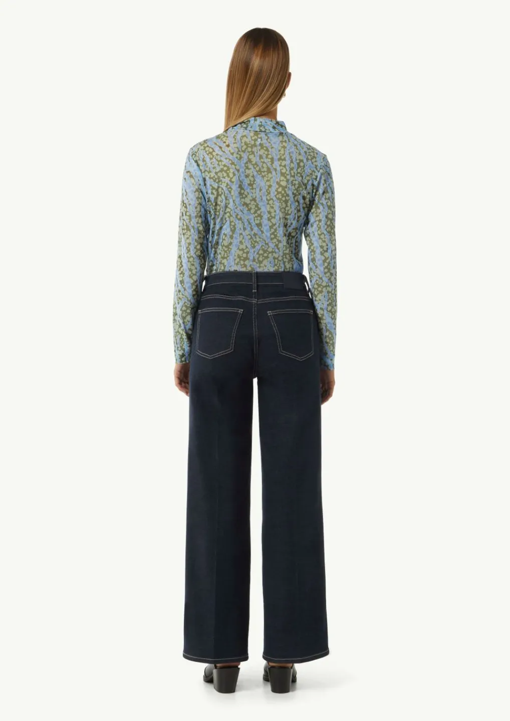 Mesh-Shirt mit Stehkragen-Comma Fashion