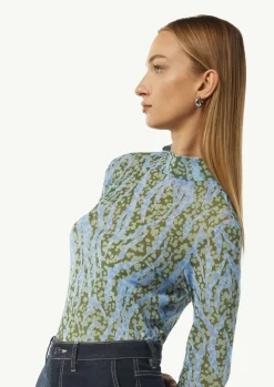 Mesh-Shirt mit Stehkragen-Comma Fashion