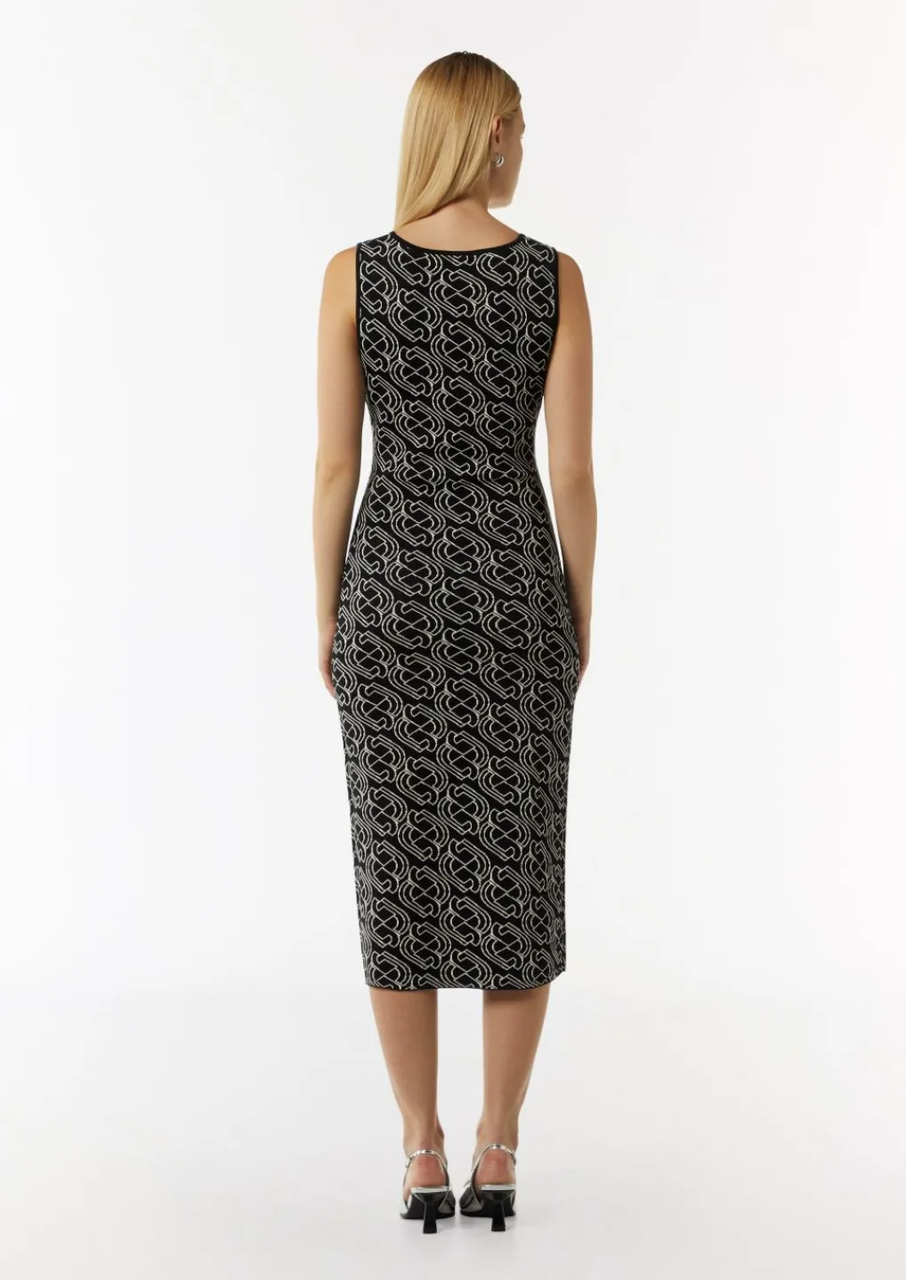 Midi-Feinstrickkleid mit grafischem Muster-Comma Fashion