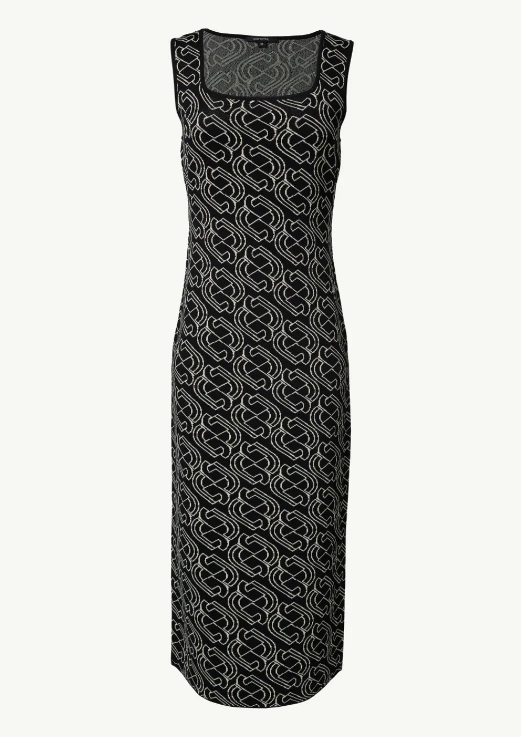 Midi-Feinstrickkleid mit grafischem Muster-Comma Fashion