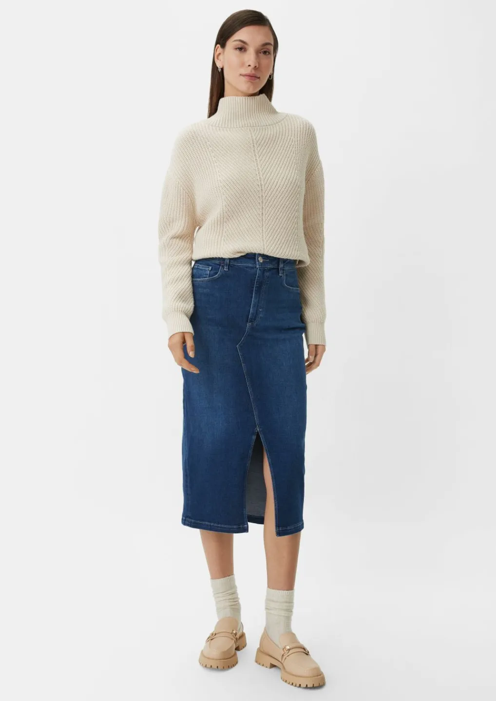 Midi Jeansrock mit Schlitz-Comma Online