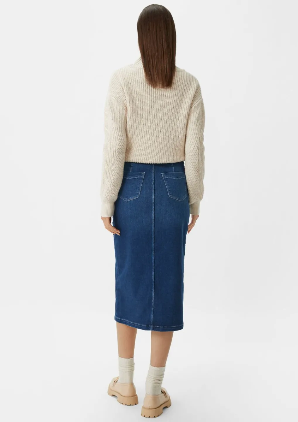 Midi Jeansrock mit Schlitz-Comma Online