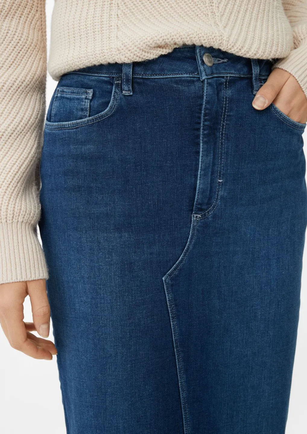 Midi Jeansrock mit Schlitz-Comma Online