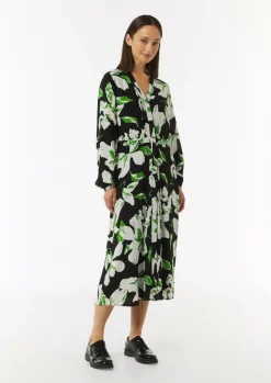 Midikleid aus Crêpe mit verdeckter Knopfleiste-Comma Discount