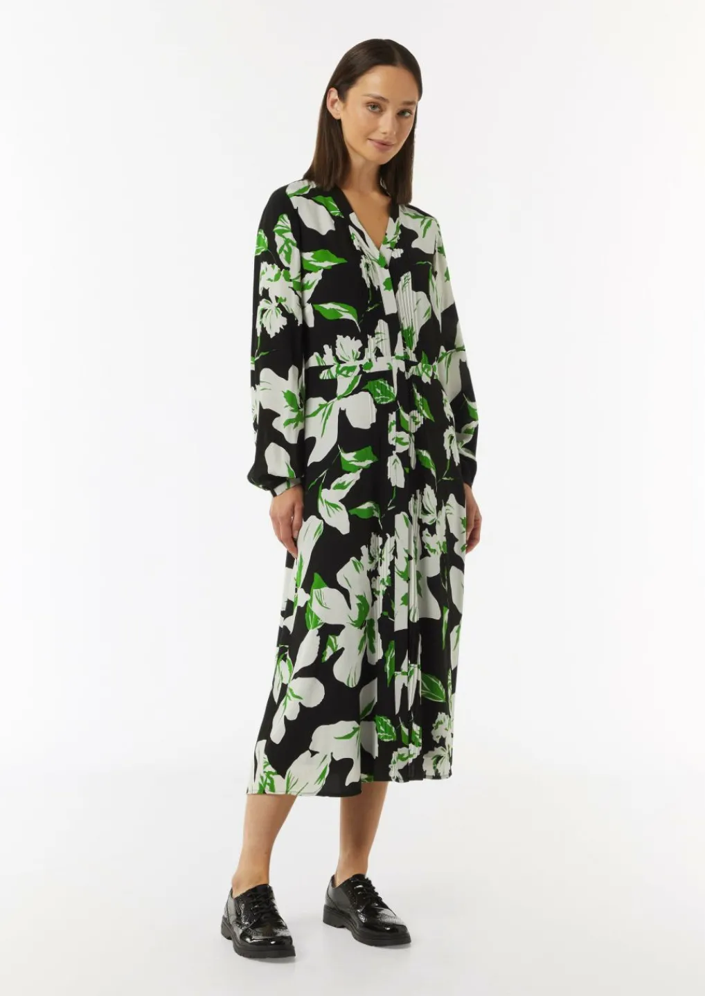 Midikleid aus Crêpe mit verdeckter Knopfleiste-Comma Discount