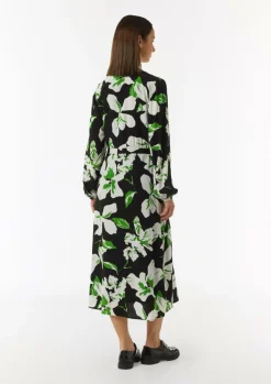 Midikleid aus Crêpe mit verdeckter Knopfleiste-Comma Discount