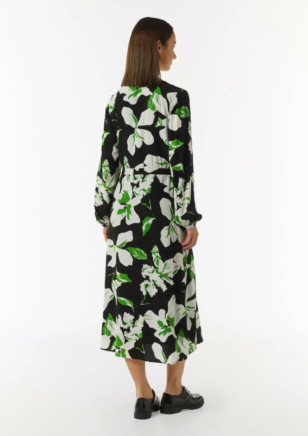Midikleid aus Crêpe mit verdeckter Knopfleiste-Comma Discount