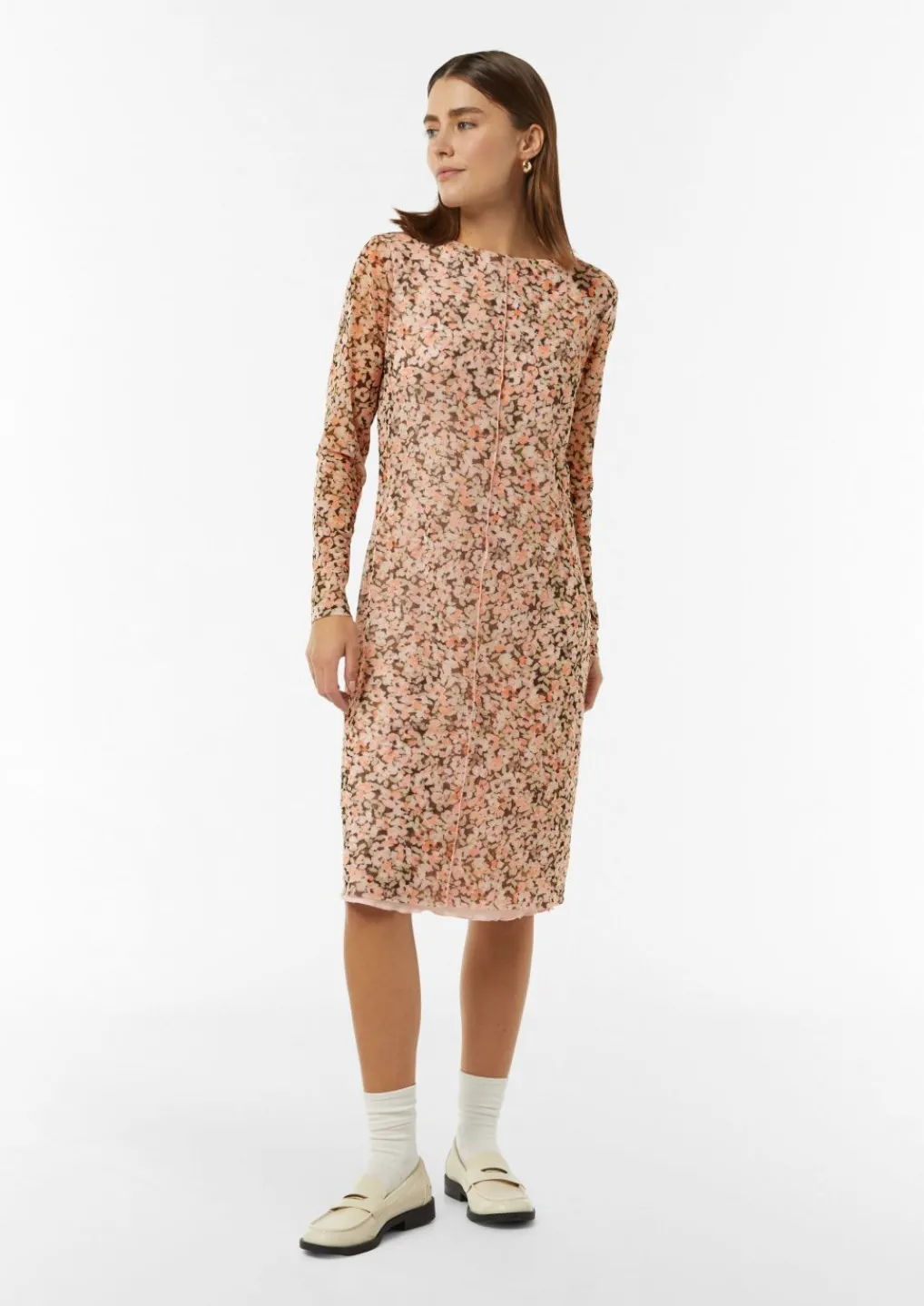 Midikleid aus Mesh mit floralem Print-Comma Discount