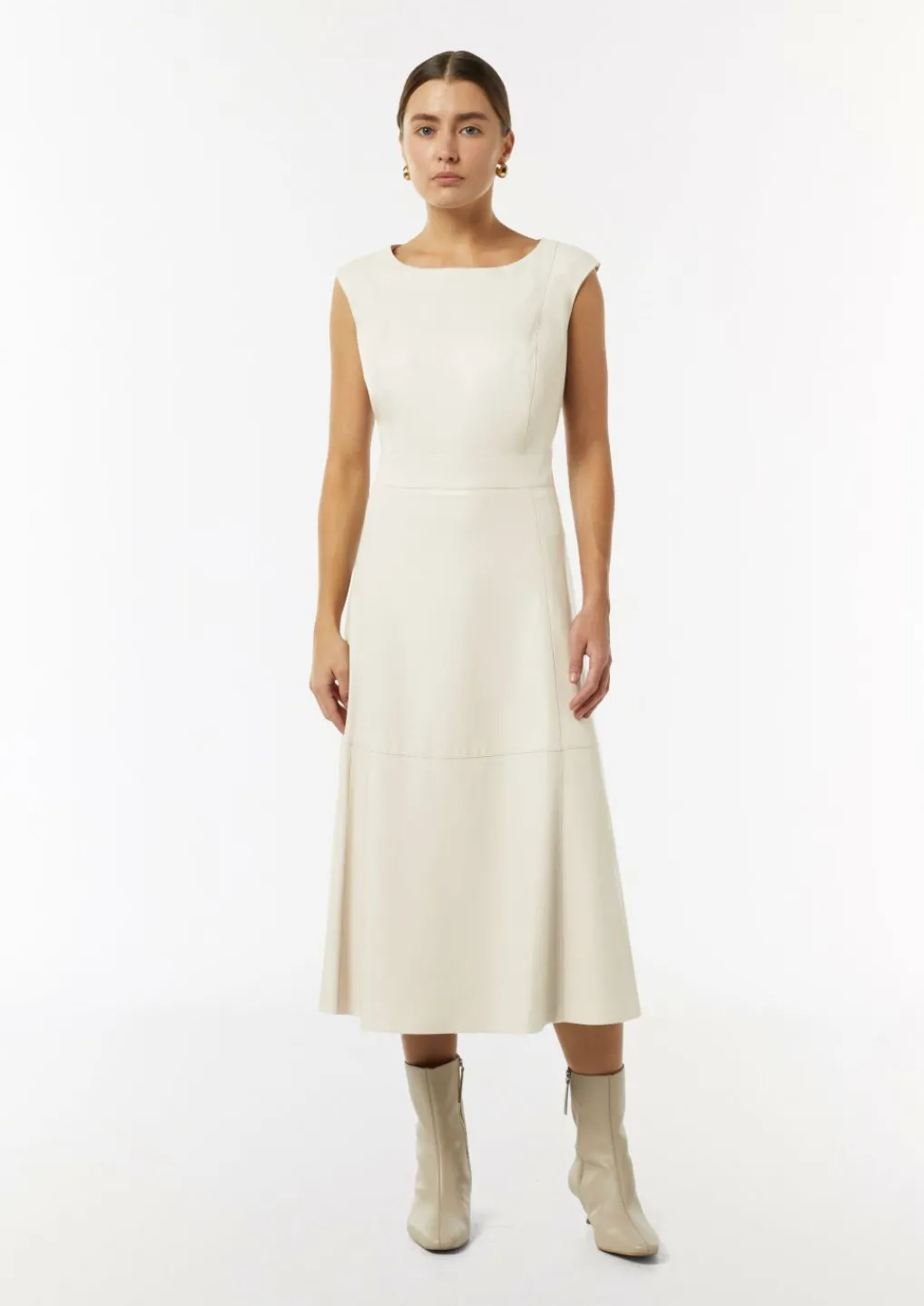 Midi-Kleid in Lederoptik mit Ziernähten-Comma Clearance
