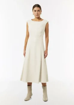 Midi-Kleid in Lederoptik mit Ziernähten-Comma Clearance