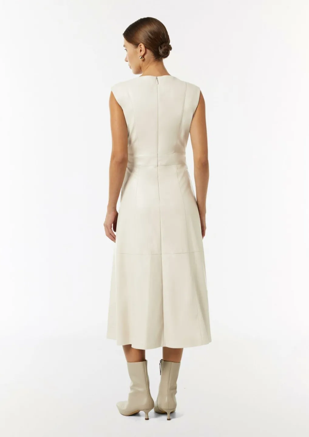 Midi-Kleid in Lederoptik mit Ziernähten-Comma Clearance