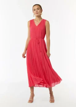 Midikleid mit Plisseefalten-Comma Outlet