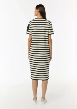 Midi-Kleid mit Streifenmuster und Folien-Print-Comma Fashion