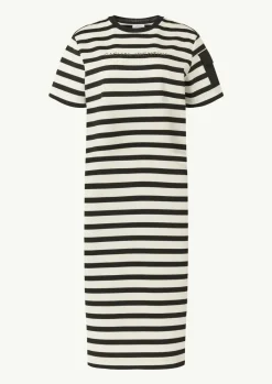 Midi-Kleid mit Streifenmuster und Folien-Print-Comma Fashion