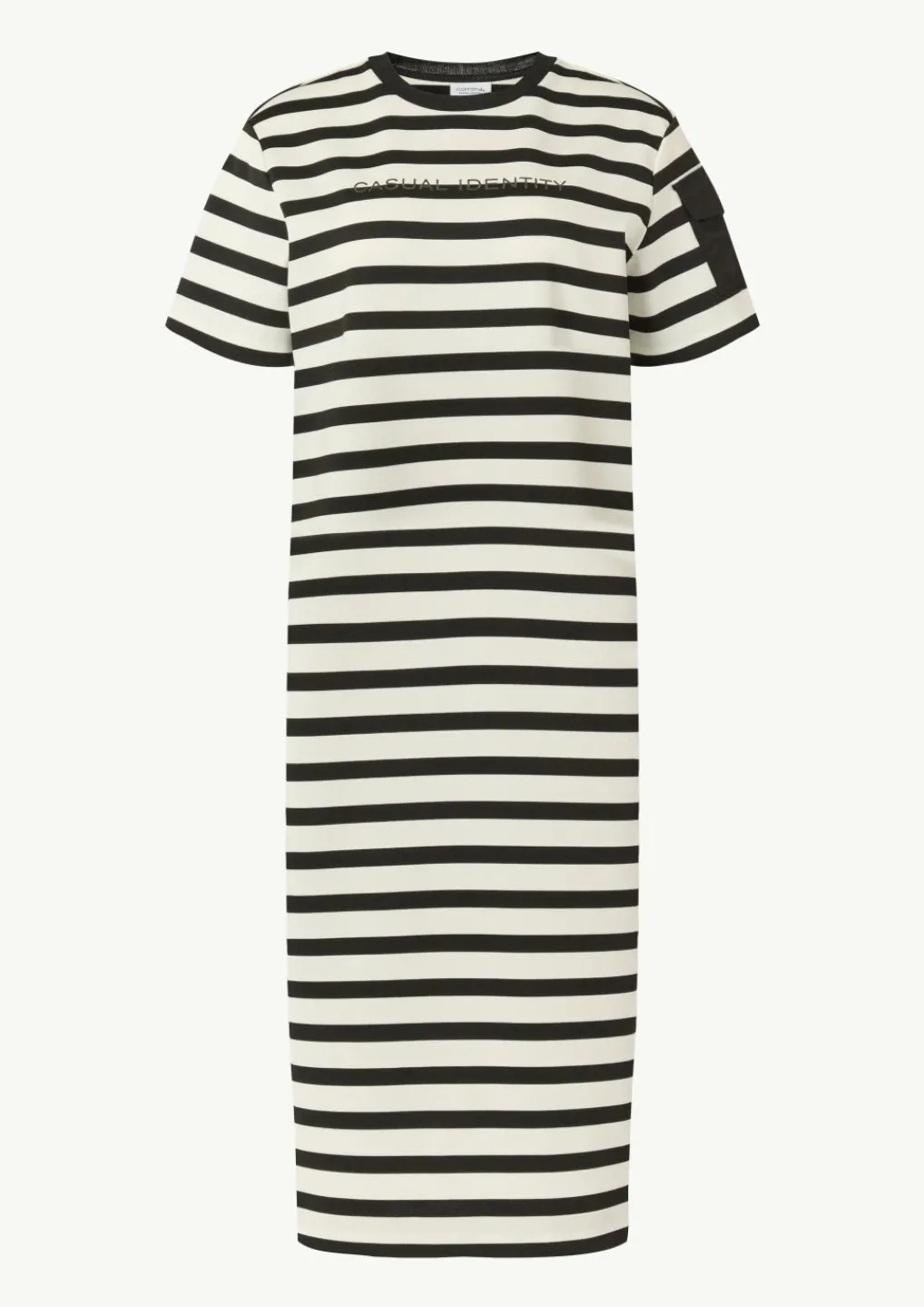 Midi-Kleid mit Streifenmuster und Folien-Print-Comma Fashion