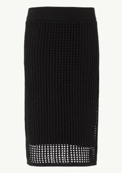 Midirock aus Ajourstrick im Slim Fit-Comma Outlet