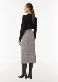 Midirock aus Jacquard mit Schlitz-Comma Sale
