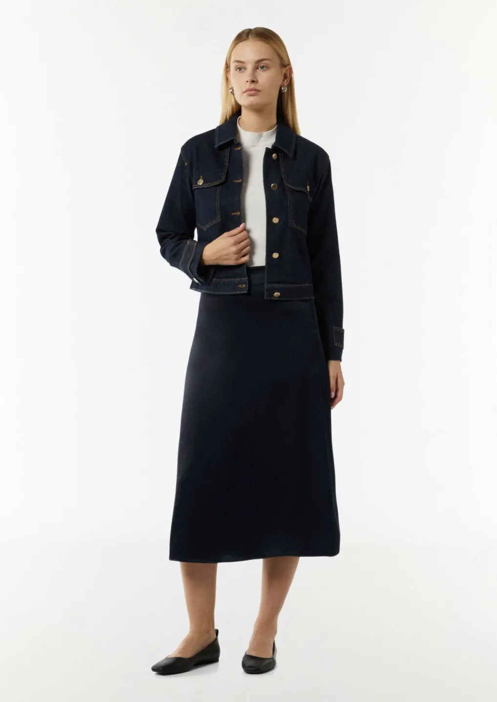 Midi-Rock aus Satin-Comma Fashion