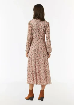 Midi-Wickelkleid mit All-over-Print aus Mesh-Comma New