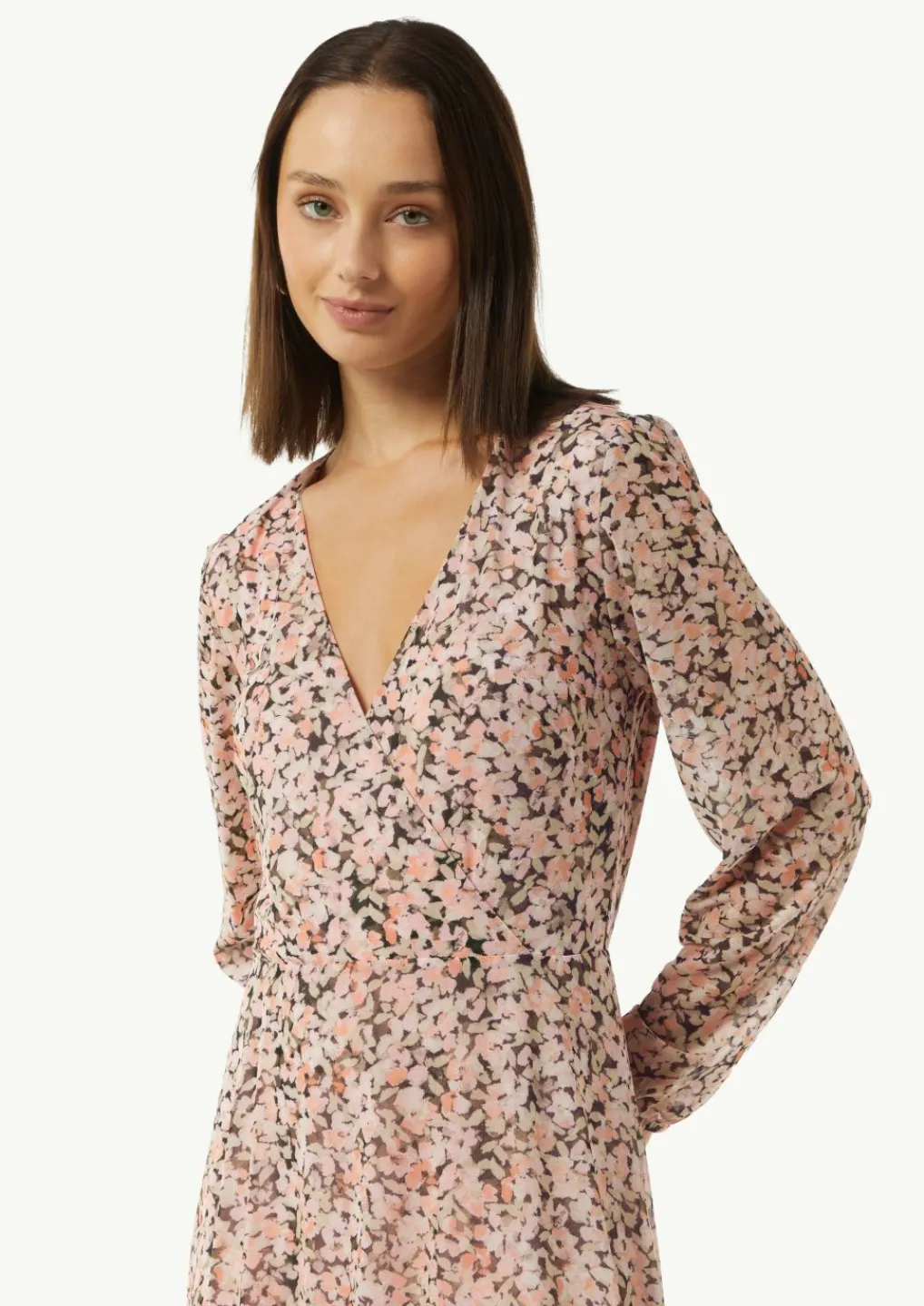 Midi-Wickelkleid mit All-over-Print aus Mesh-Comma New