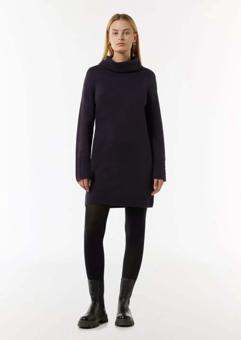 Mini-Strickkleid mit Zopfdetail am Ärmel-Comma Discount